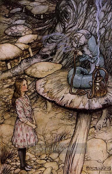Arthur Rackham Alice im Wunderland der Hase in einem Illustrator kleine Bill Sendet Ölgemälde